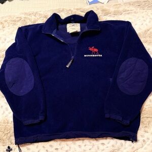 Oarsman Minnesota Navy Blue Pullover with Red Moose Logo Vintage 90’s. Unique.